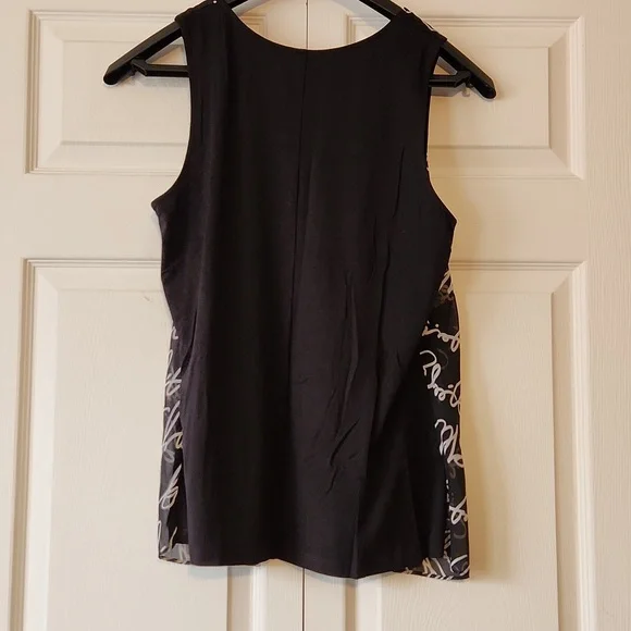 New York & Company Black with White Print Sleeveless Blouse - Large - Picture 5 of 5